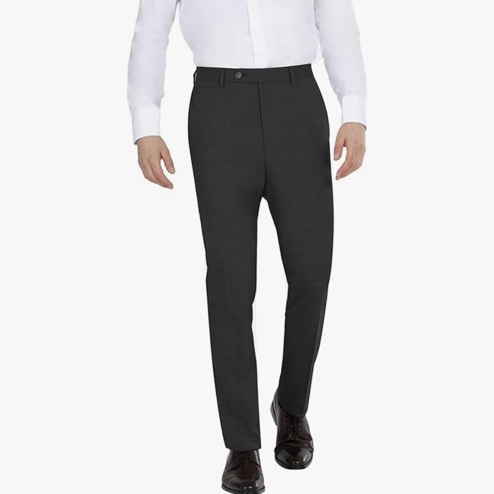 New Without Tag DKNY Mens Modern Fit Black High Performance Suit Pants 36x30